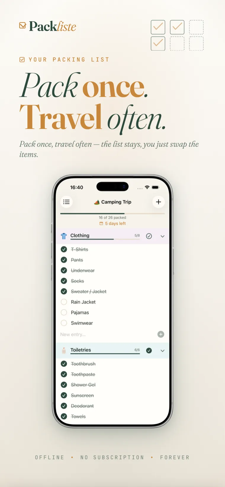 Packliste screenshot 1