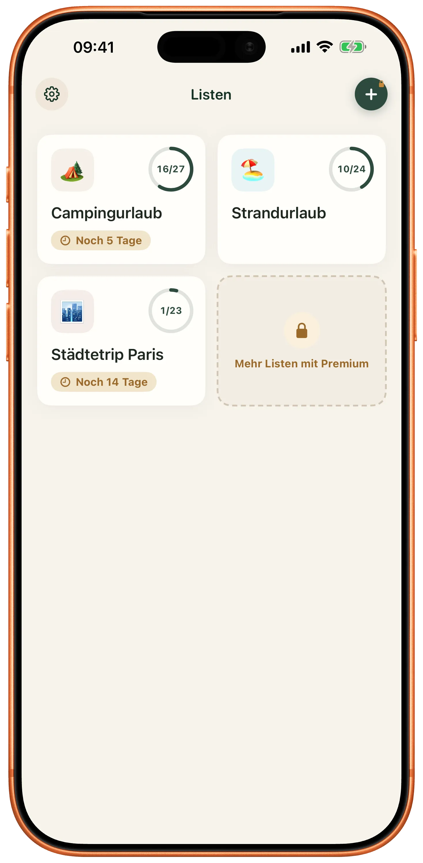 One list per trip, on every device
