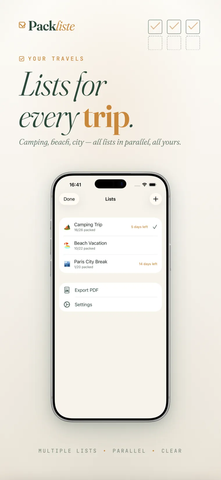 Packliste screenshot 2